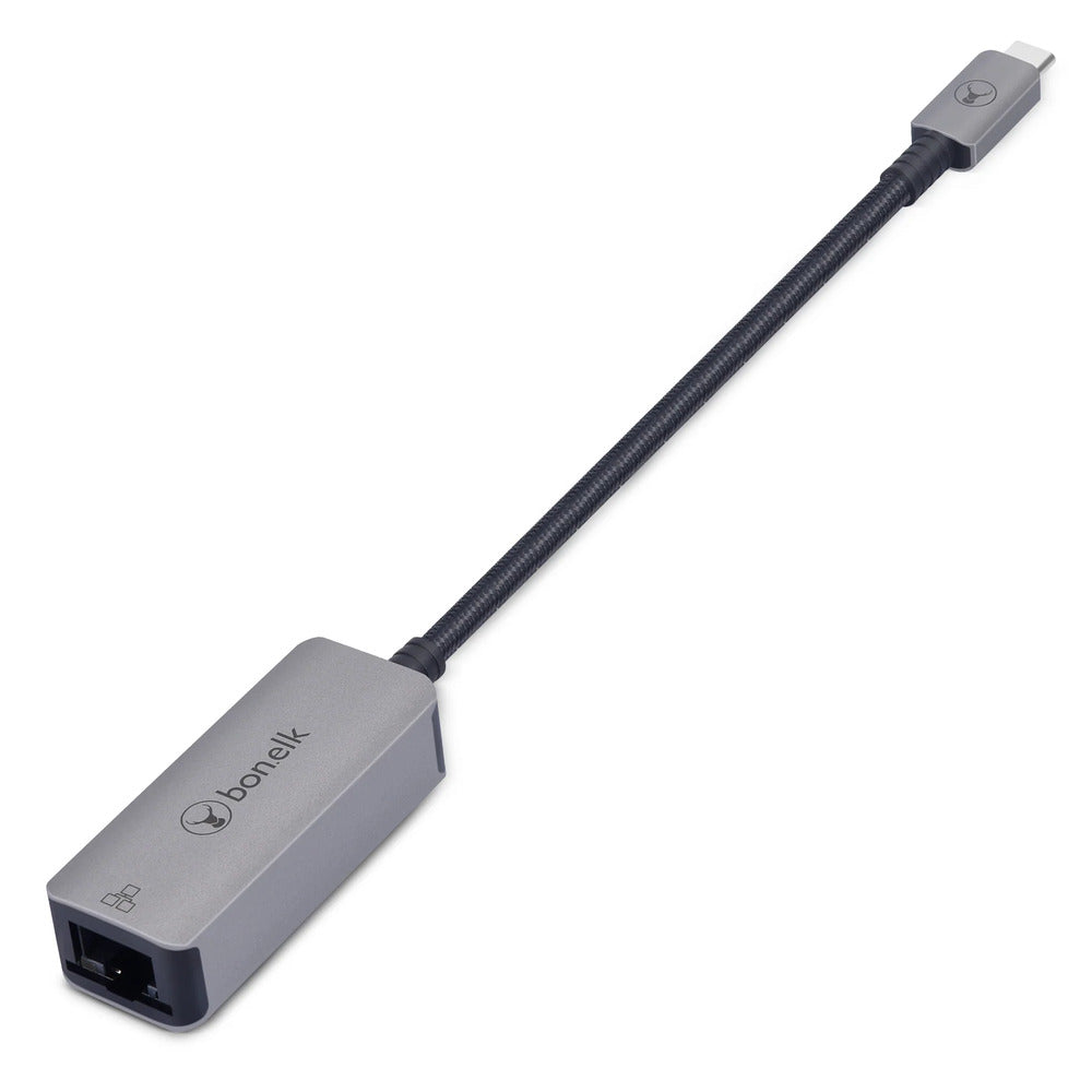Bonelk 15cm Long-Life USB-C to Ethernet Adapter (Space Grey)