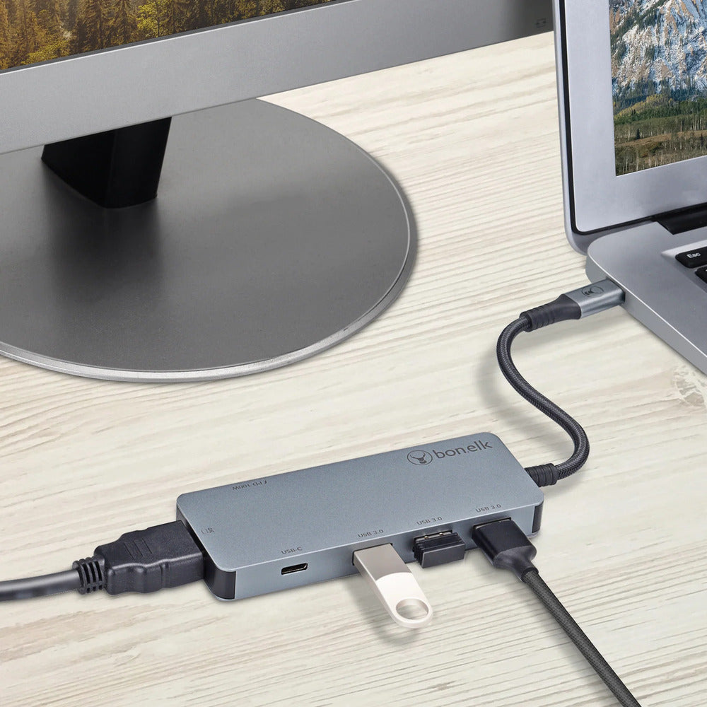 Bonelk Long-Life USB-C to 6-in-1 Multiport Hub (Space Grey)