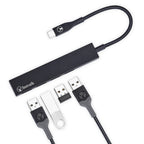 Bonelk Long-Life USB-C to 4 Port USB 3.0 Slim Hub (Black) 