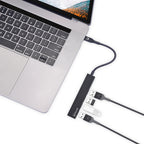 Bonelk Long-Life USB-C to 4 Port USB 3.0 Slim Hub (Black) 