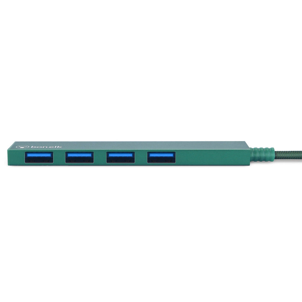 Bonelk Long-Life USB-C to 4 Port USB 3.0 Slim Hub (Green)