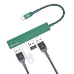 Bonelk Long-Life USB-C to 4 Port USB 3.0 Slim Hub (Green)
