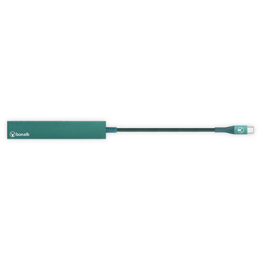 Bonelk Long-Life USB-C to 4 Port USB 3.0 Slim Hub (Green)