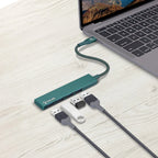 Bonelk Long-Life USB-C to 4 Port USB 3.0 Slim Hub (Green)