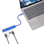 Bonelk Long-Life USB-C to 4 Port USB 3.0 Slim Hub (Blue)