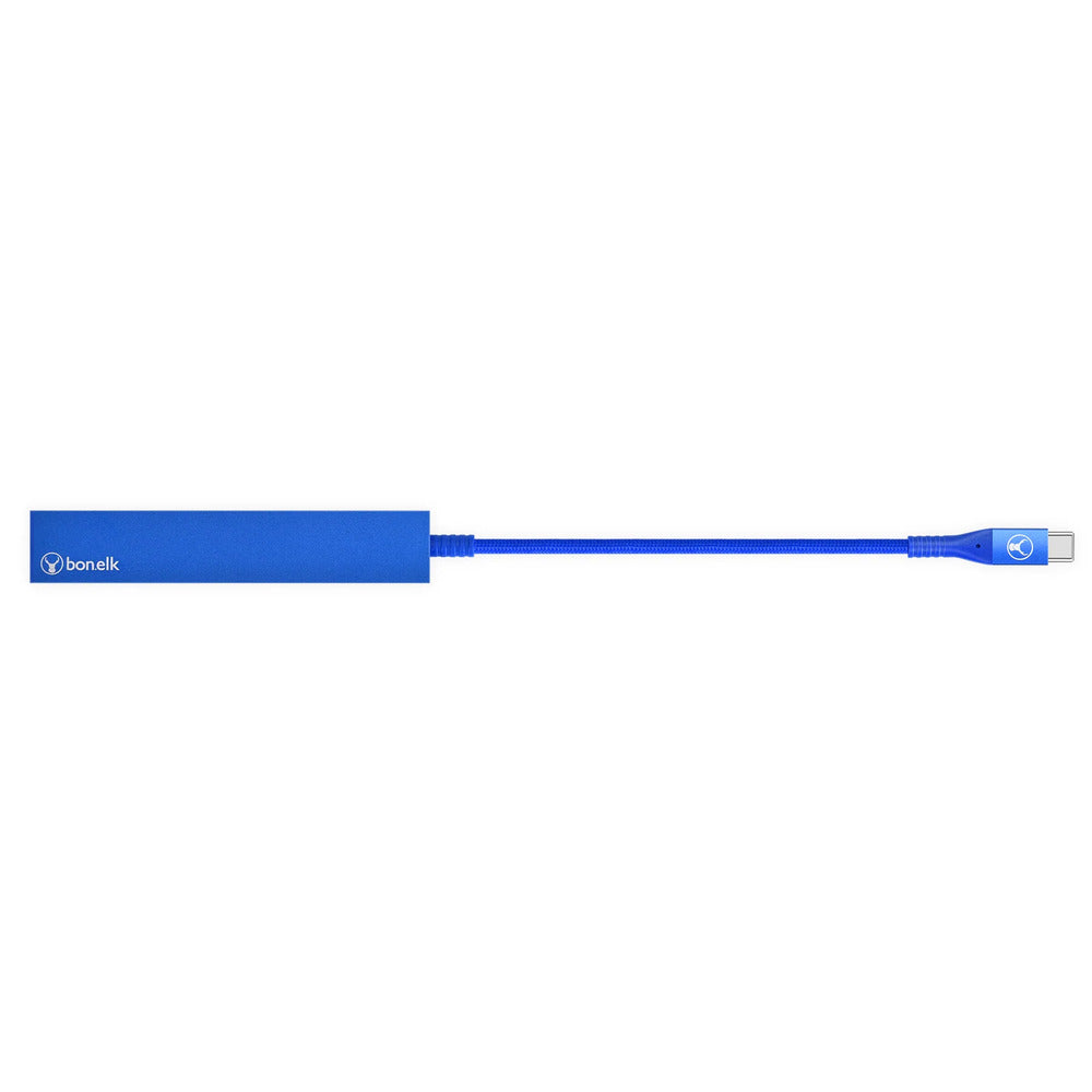 Bonelk Long-Life USB-C to 4 Port USB 3.0 Slim Hub (Blue)