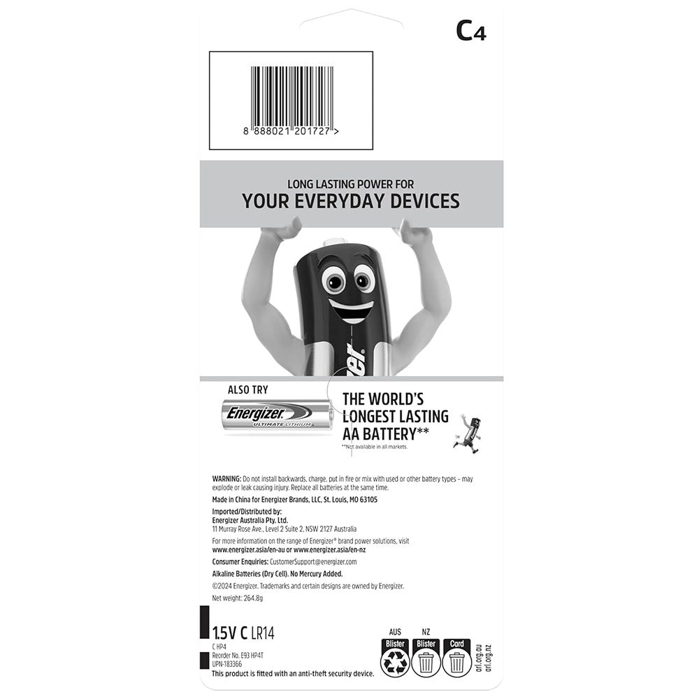 Energizer Max C Batteries (4 Pack)