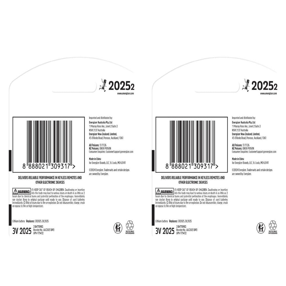 Energizer Ultimate Lithium CR2025 Coin Battery (4 Pack)