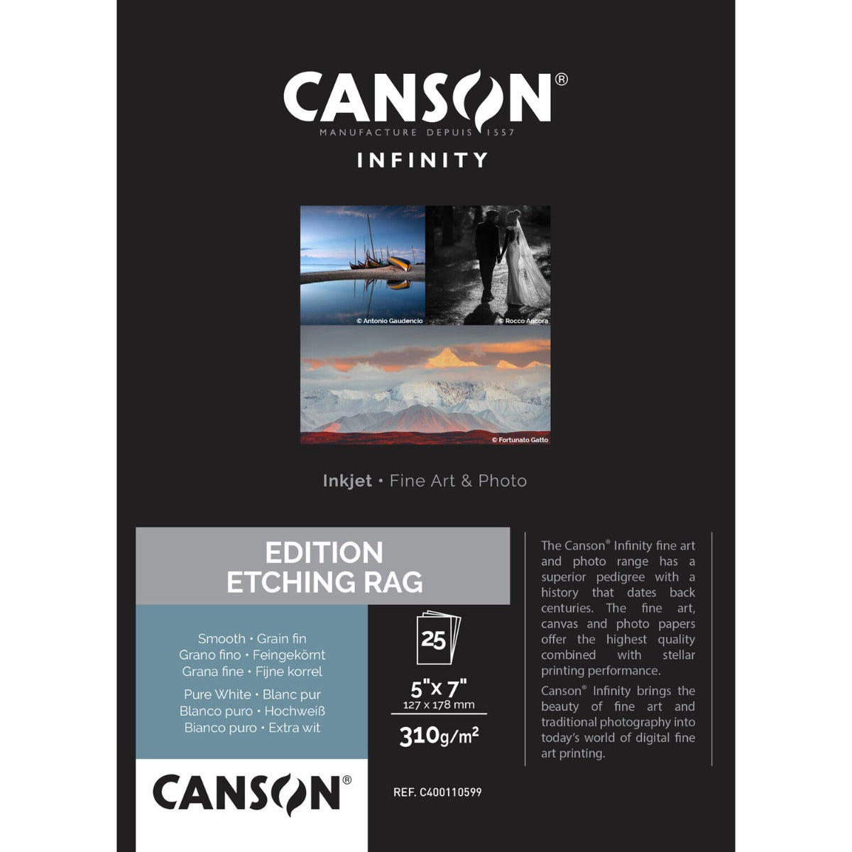 Canson Edition Etching Rag 310gsm 5x7 Inch x 25 Sheets
