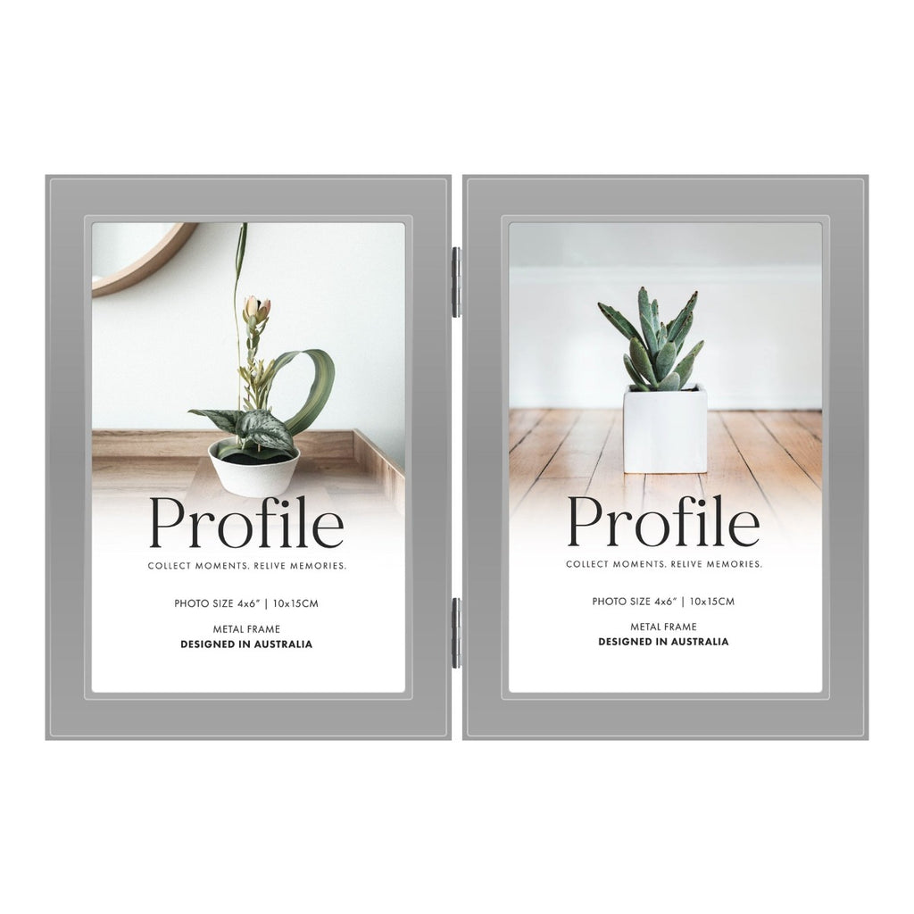 Profile - Eternal 4x6" Vertical Double Photo Frame - Silver