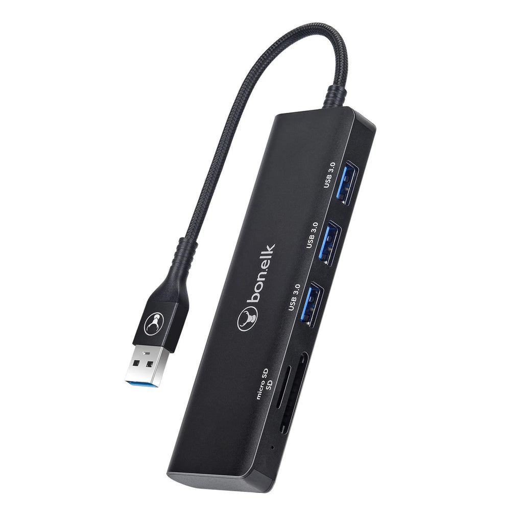Bonelk Long-Life USB-A 5-in-1 Multiport Hub (Black) 