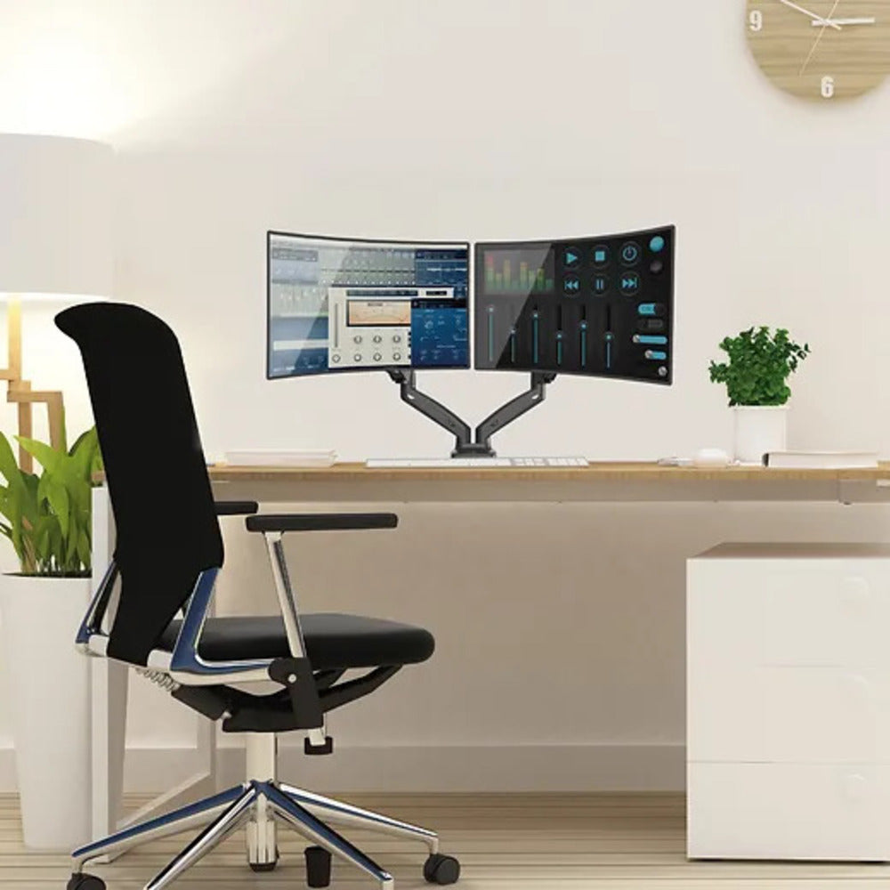 Barkan 13"-29" Dual Flat / Curved Monitor Gas Spring Desk Mount