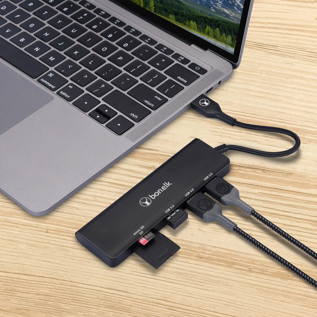 Bonelk Long-Life USB-A 5-in-1 Multiport Hub (Black) 