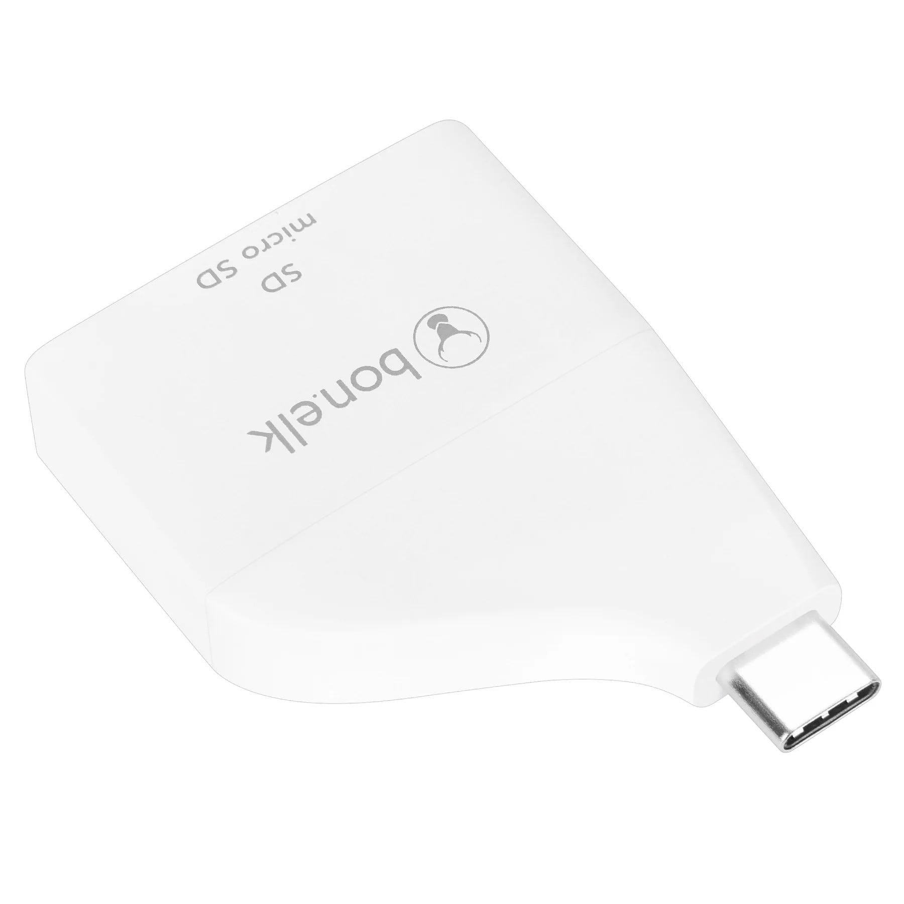 Bonelk USB-C to MicroSD/SD Adapter (White)