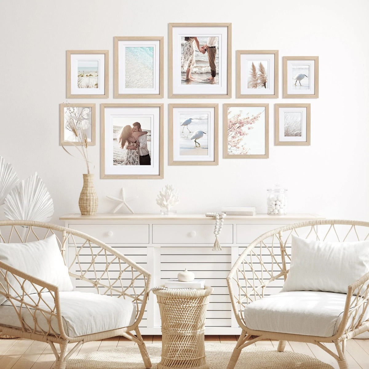 Deluxe Gallery Photo Wall Frame Set C - 10 Frames - Chestnut
