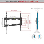 Barkan 19" - 65" Fixed TV Wall Mount - Black 