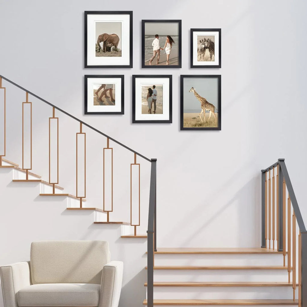 Deluxe Gallery Photo Wall Frame Set B - 6 Frames - Chestnut