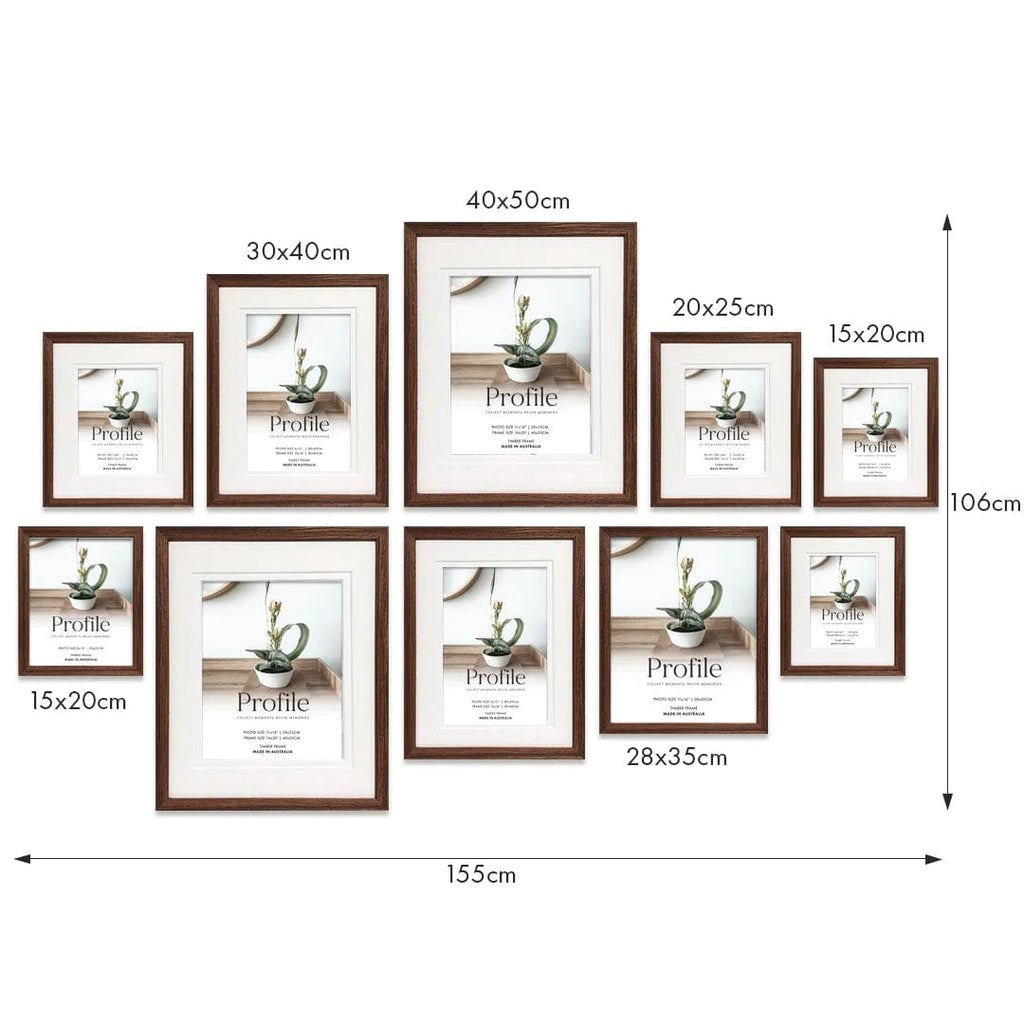 Deluxe Gallery Photo Wall Frame Set C - 10 Frames - Chestnut