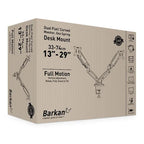 Barkan 13"-29" Dual Flat / Curved Monitor Gas Spring Desk Mount