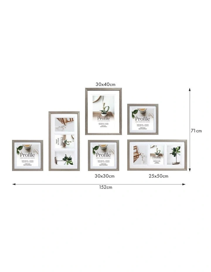 Deluxe Gallery Photo Wall Frame Set A - 6 Frames - Chestnut