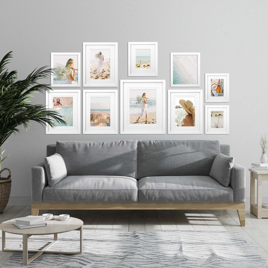 Deluxe Gallery Photo Wall Frame Set F - 10 Frames - White