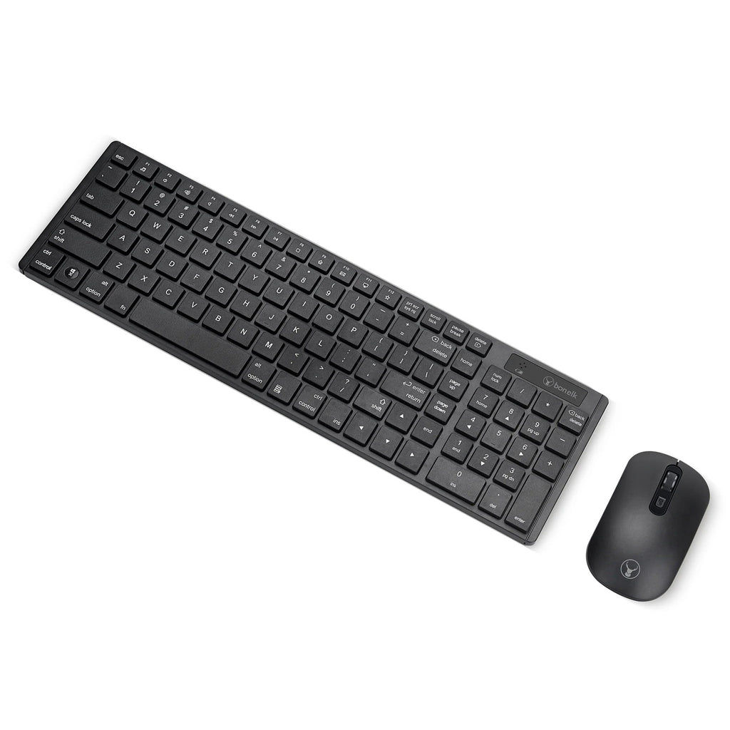 Bonelk KM-322 Slim Wireless Keyboard and Mouse Combo (Black)