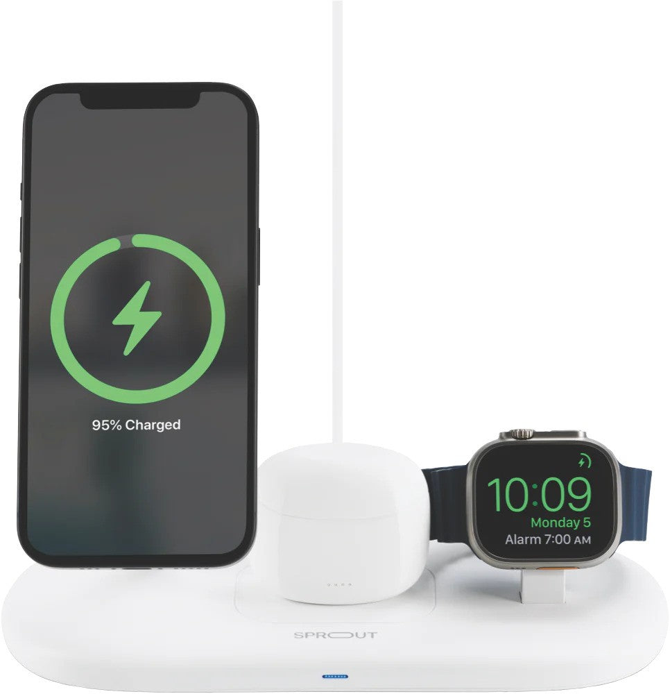 Damaged Box Sprout 3-in-1 Qi2 Wireless Charger - White 