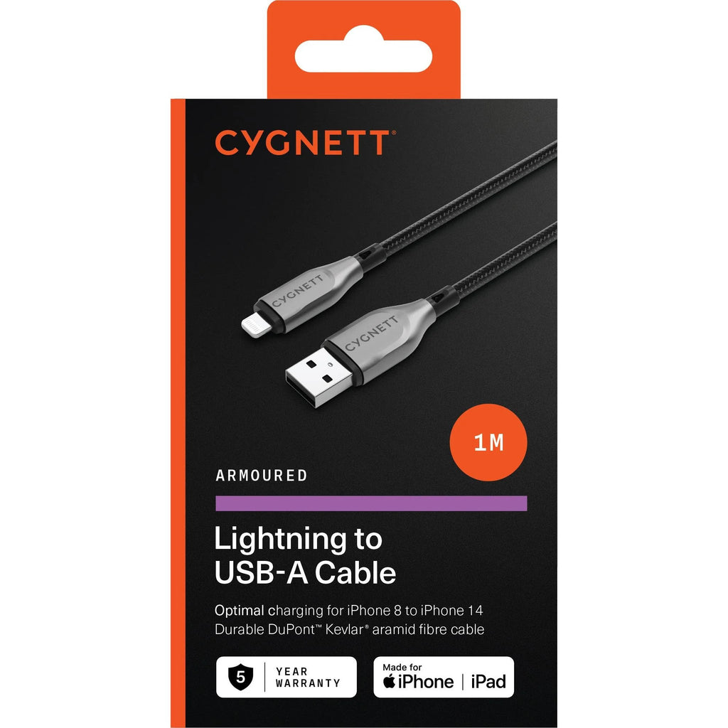Cygnett Armoured 1m Lightning to USB-A Cable (Black)