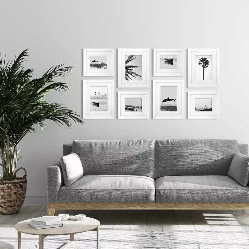 Deluxe Gallery Photo Wall Frame Set E - 8 Frames - White