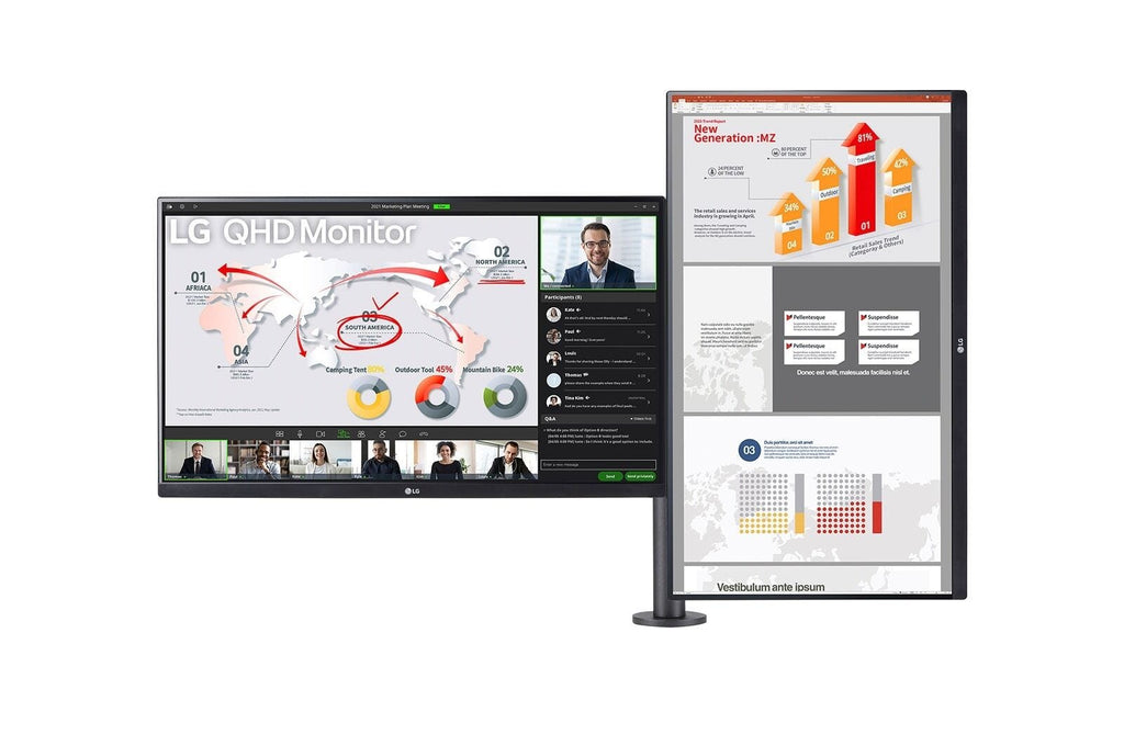 LG 27'' QHD Ergo Dual Monitor with USB Type-C and Daisy Chain