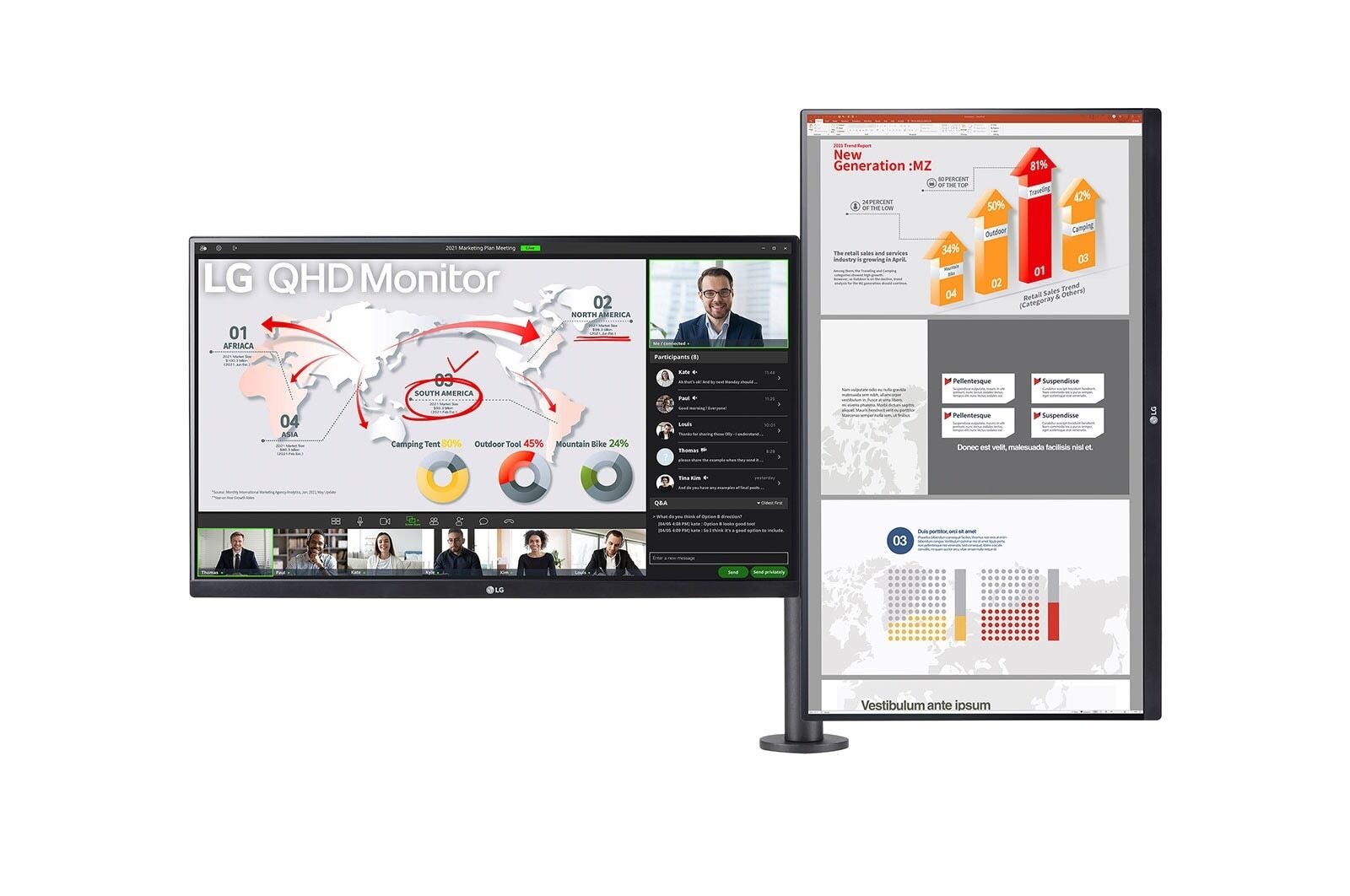 LG 27'' QHD Ergo Dual Monitor with USB Type-C and Daisy Chain