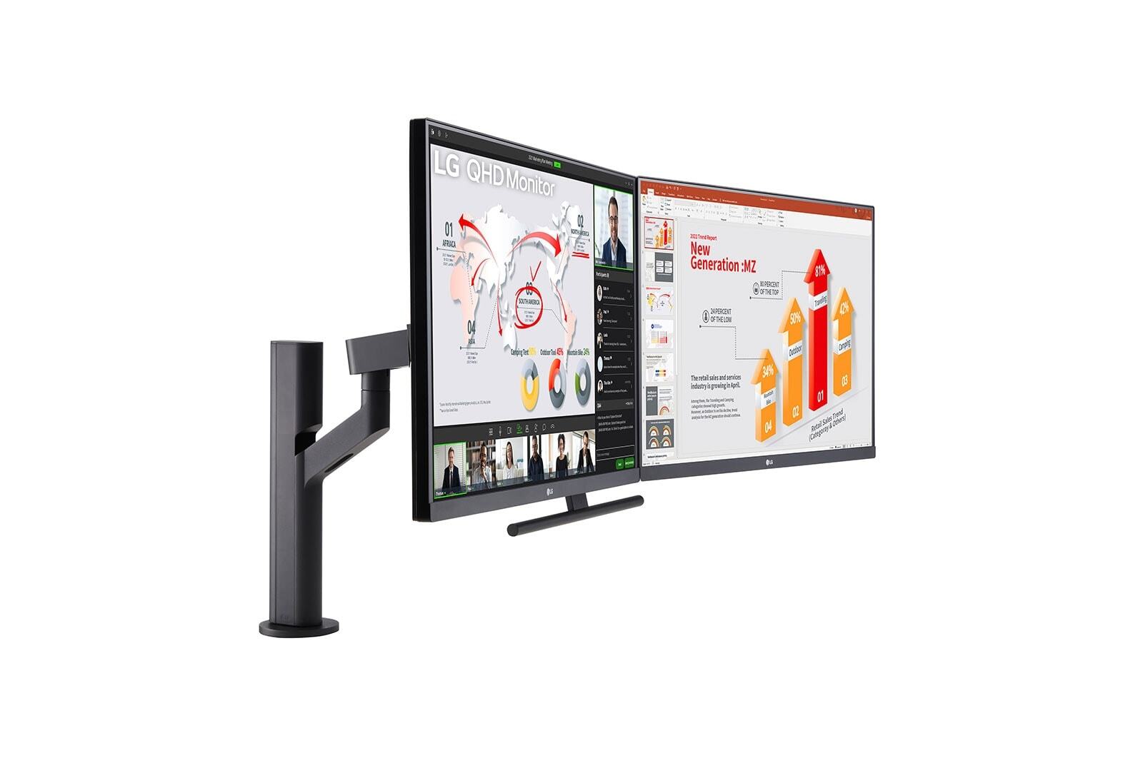 LG 27'' QHD Ergo Dual Monitor with USB Type-C and Daisy Chain