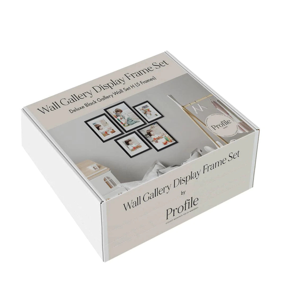 Deluxe Gallery Photo Wall Frame Set H- 5 Frames - Polar Birch