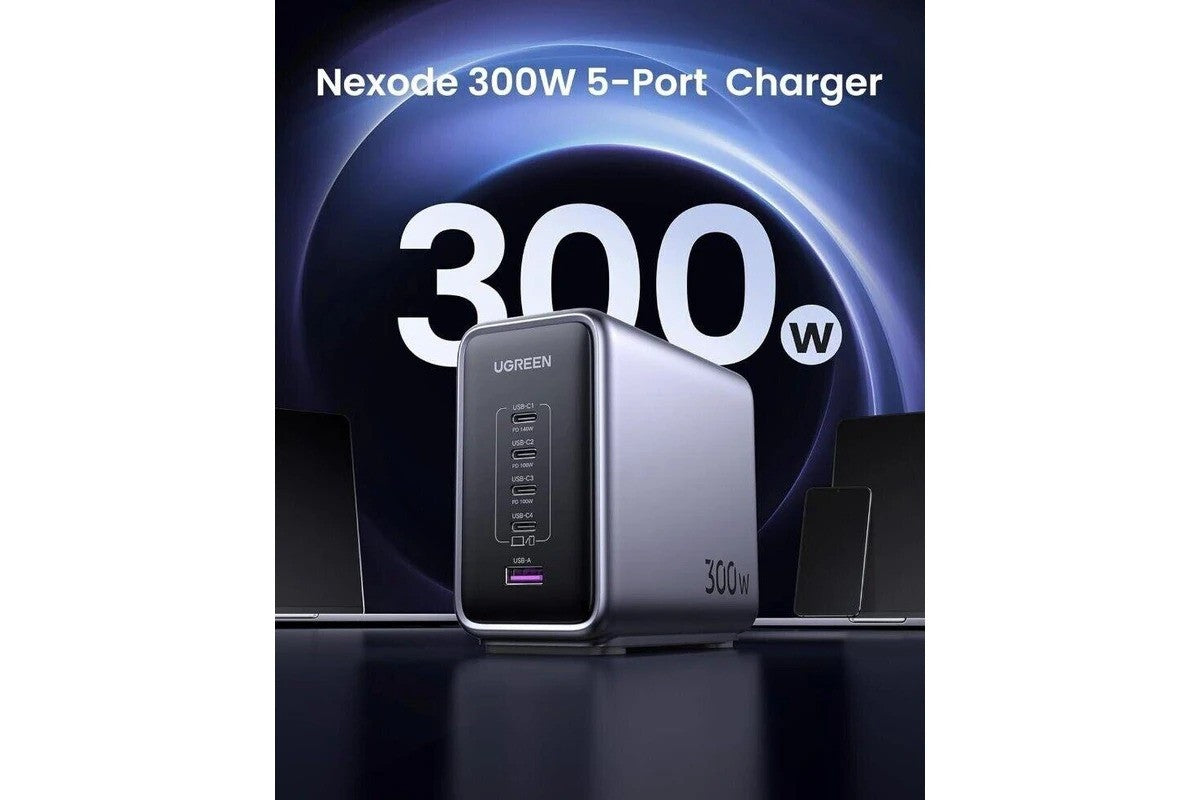 Ugreen Nexode 300W USB-C GaN Charger-5 Ports Desktop Charger