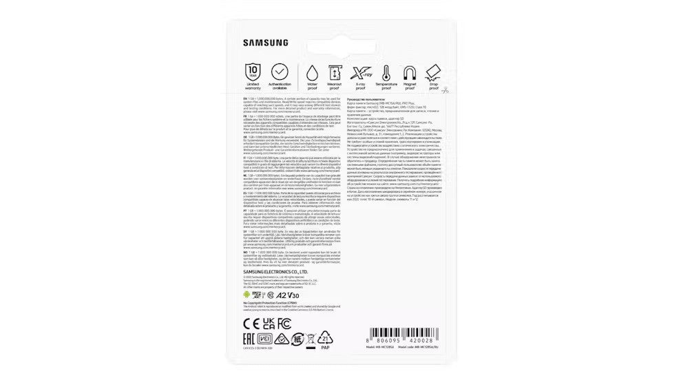 Samsung 128GB Micro SDXC EVO Plus Gen2 Memory Card.