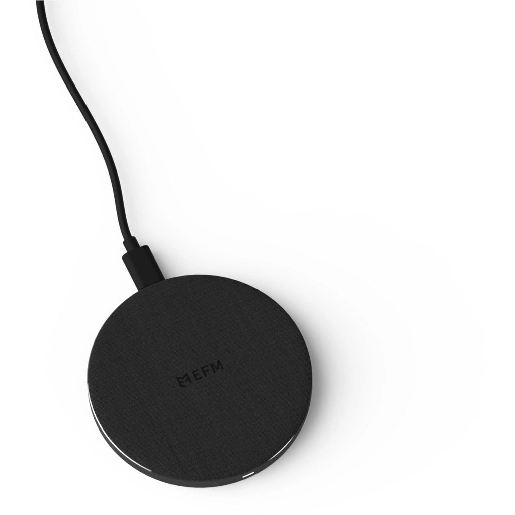 EFM 15W ELeather Wireless Charger Pad wiith 20W Wall Charger (Black)