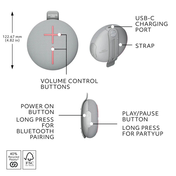 Ultimate Ears MINIROLL Duo Pack (Blue / Grey)