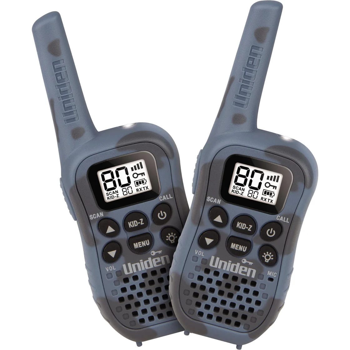 Uniden UH45CB-2 80 Channel UHF Handheld Radio with Kid Zone - Camo Blue 2 Pack