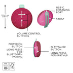 Ultimate Ears MINIROLL Portable Bluetooth Speaker (Pink)