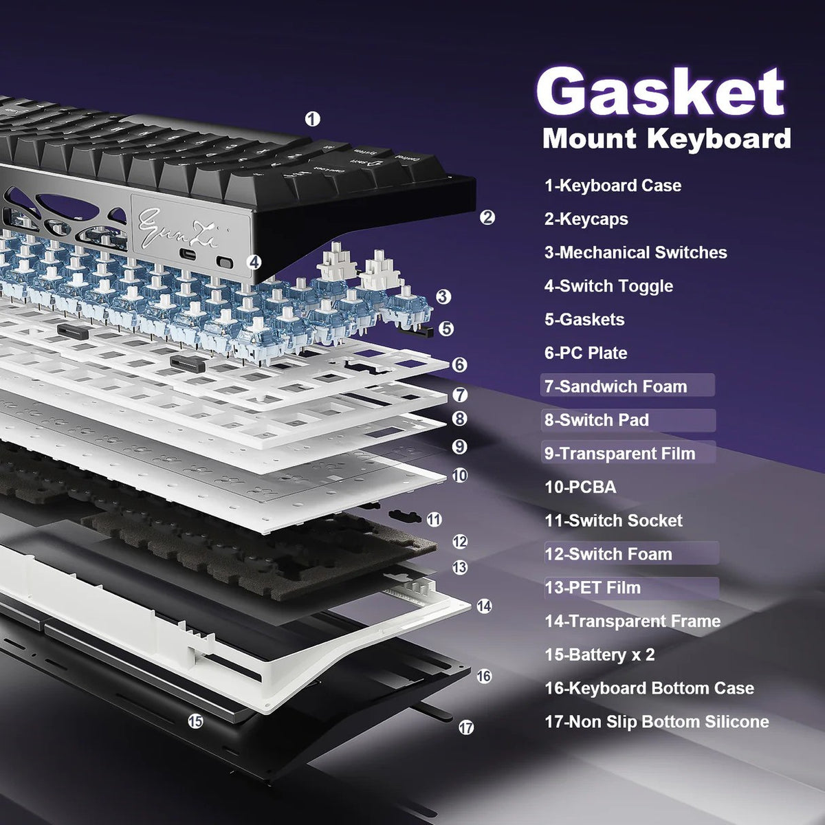 YUNZII AL65 65% Mechanical Keyboard (Black) (Milk V2 Switch)