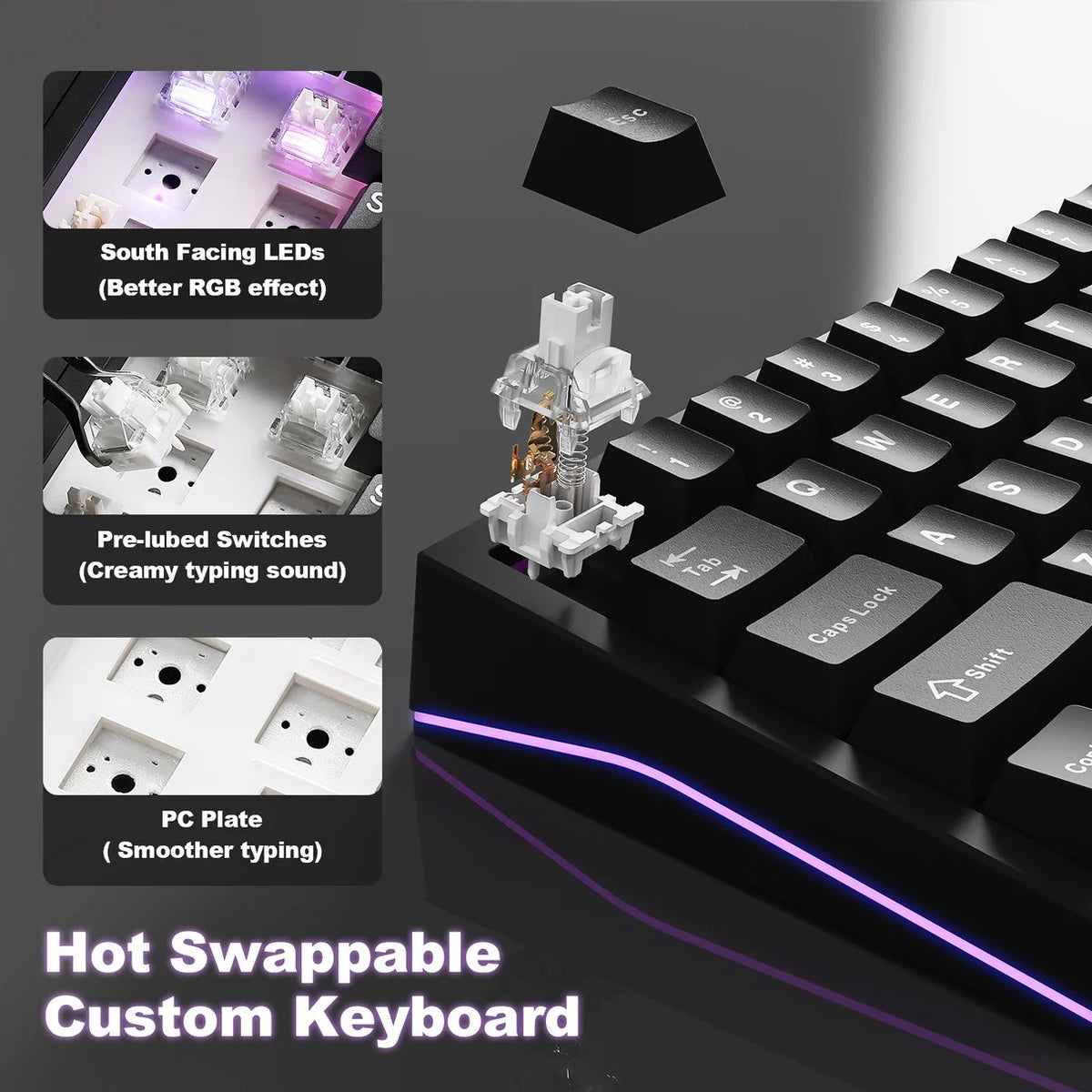 YUNZII AL65 65% Mechanical Keyboard (Black) (Milk V2 Switch)