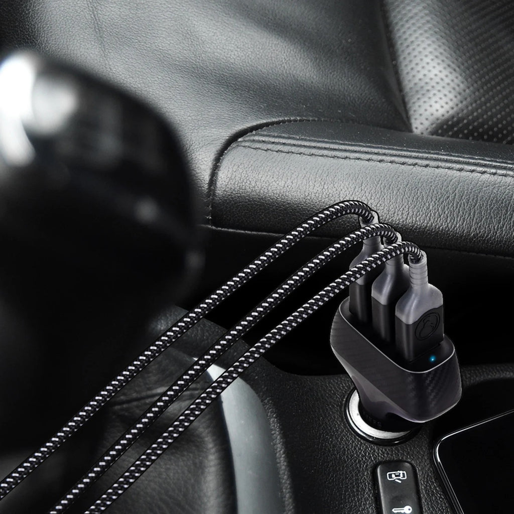 Bonelk 36W Carbon Series Car Charger with 3 USB-A Ports (Black)