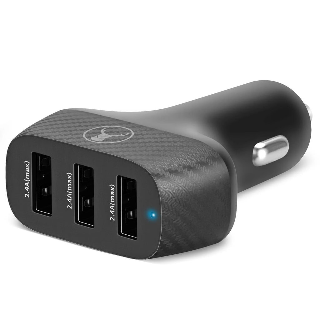 Bonelk 36W Carbon Series Car Charger with 3 USB-A Ports (Black)