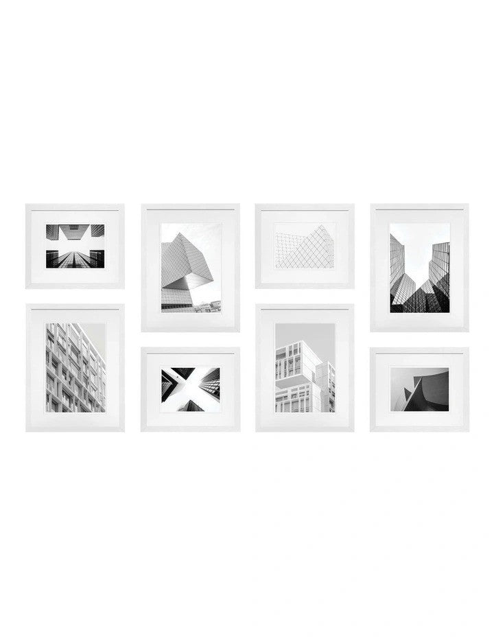 Gallery Wall Set - 8 White Photo Frames
