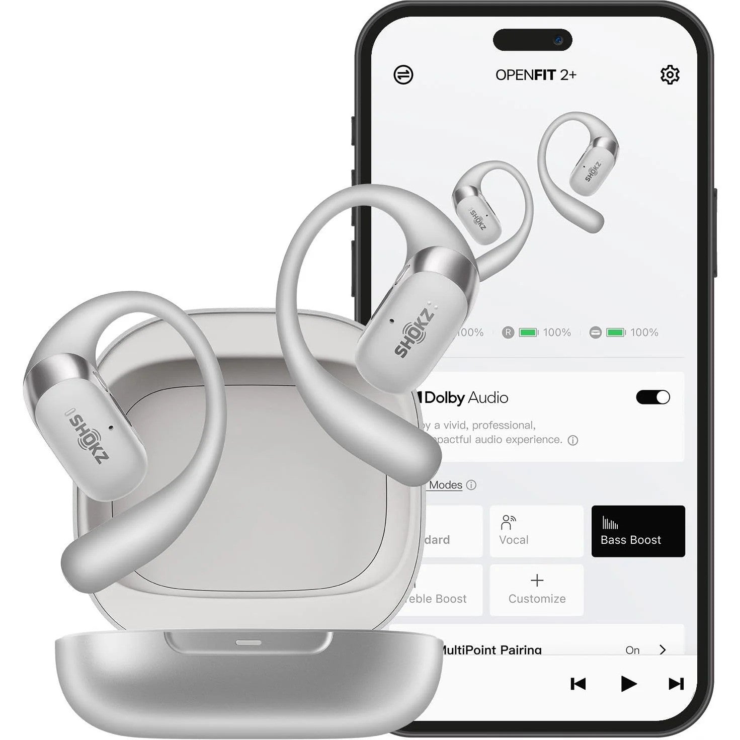 Shokz OpenFit 2+ Open Ear TWS Earbuds (Grey)