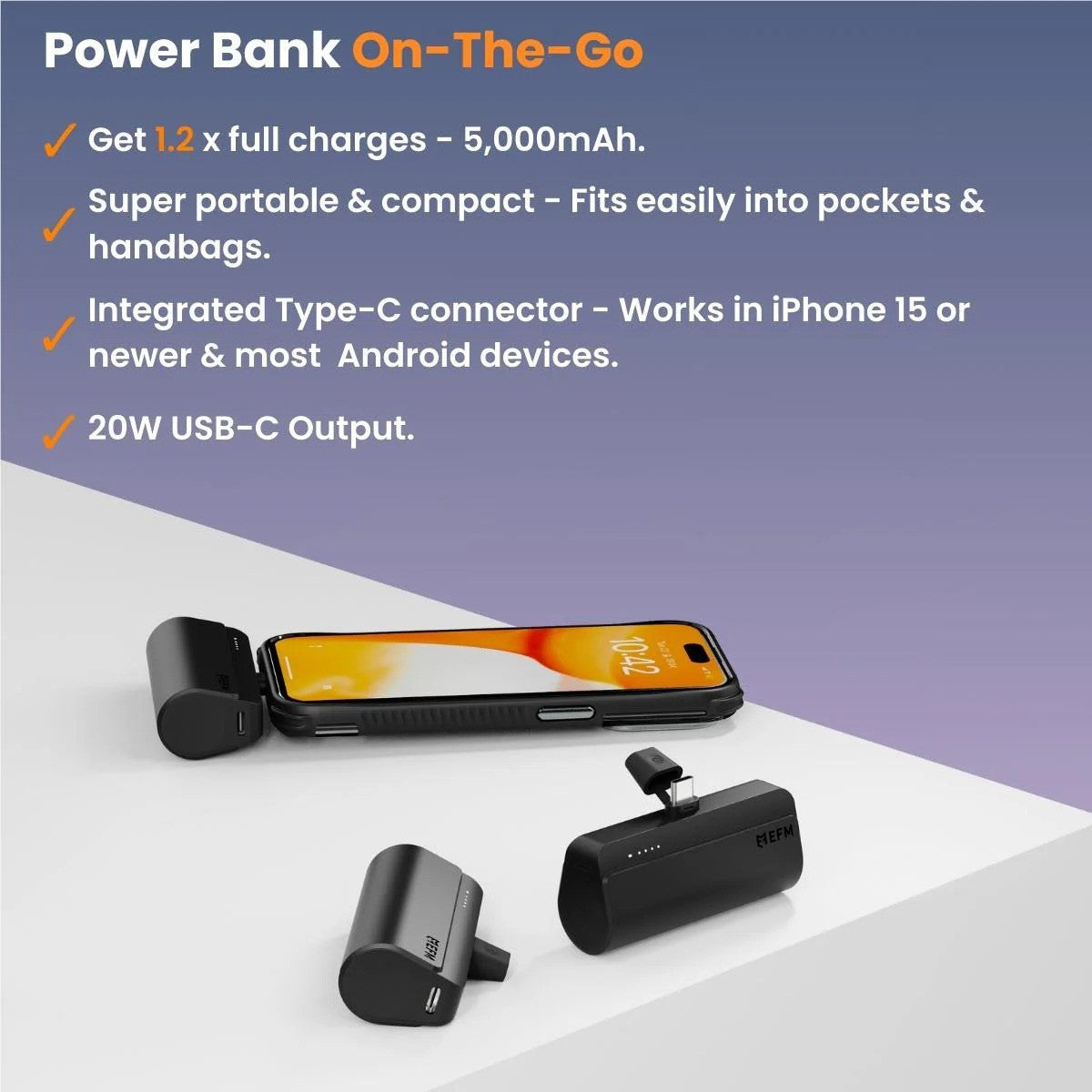 Damaged Box EFM Power On-The-Go 5K mAh Power Bank (Black)