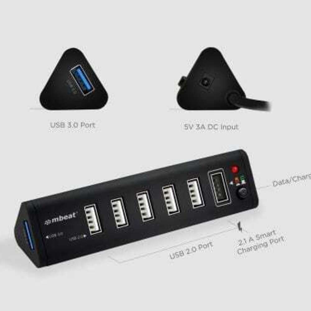 mbeat 7-Port USB 3.0 & USB 2.0 Hub with 2.1A Smart Charging Function
