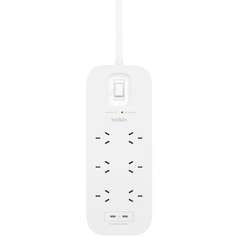 Belkin 6-Outlet Surge Protection Strip with Dual USB-C Charging Ports  