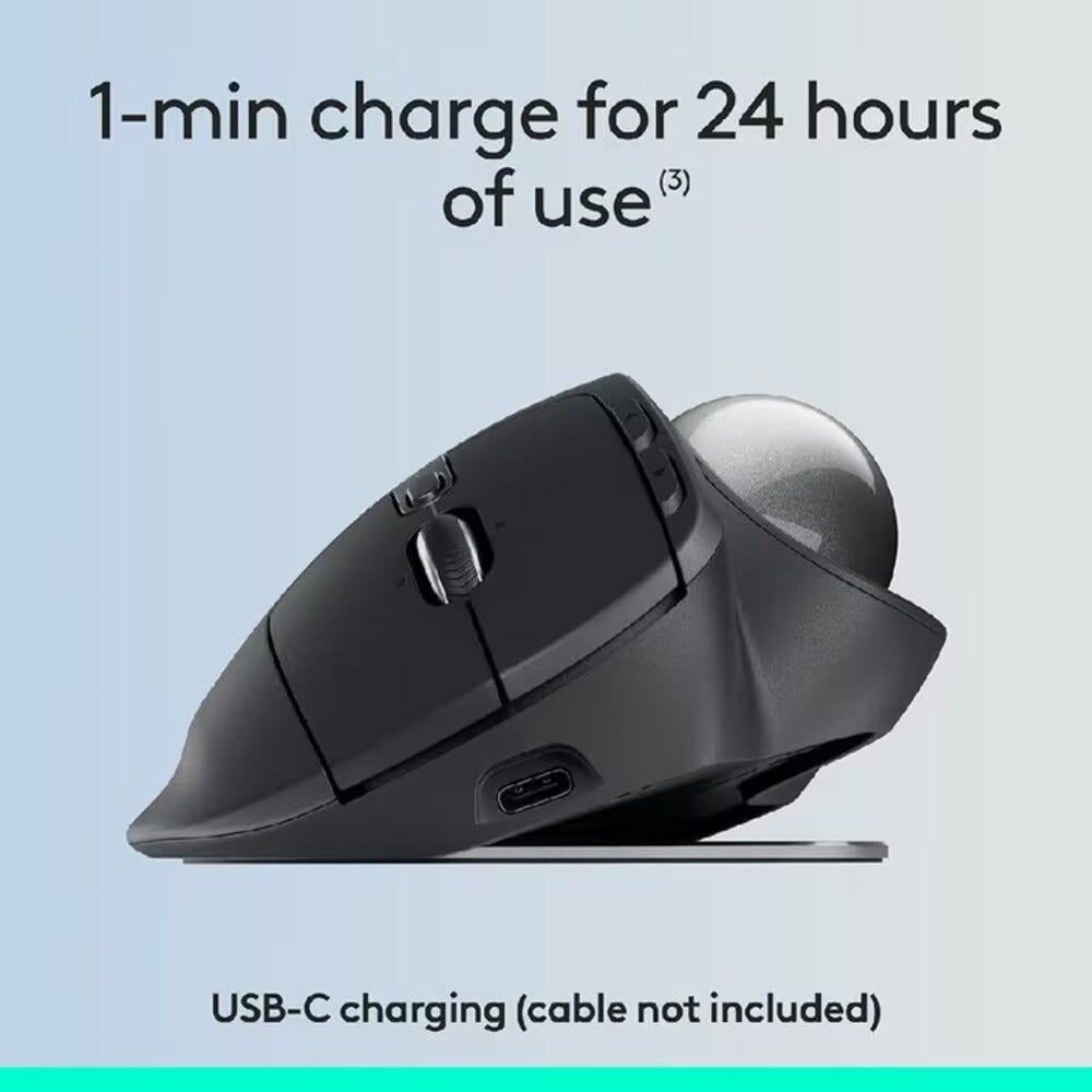 Logitech MX Ergo S Advanced Wireless Trackball Mouse (Graphite)