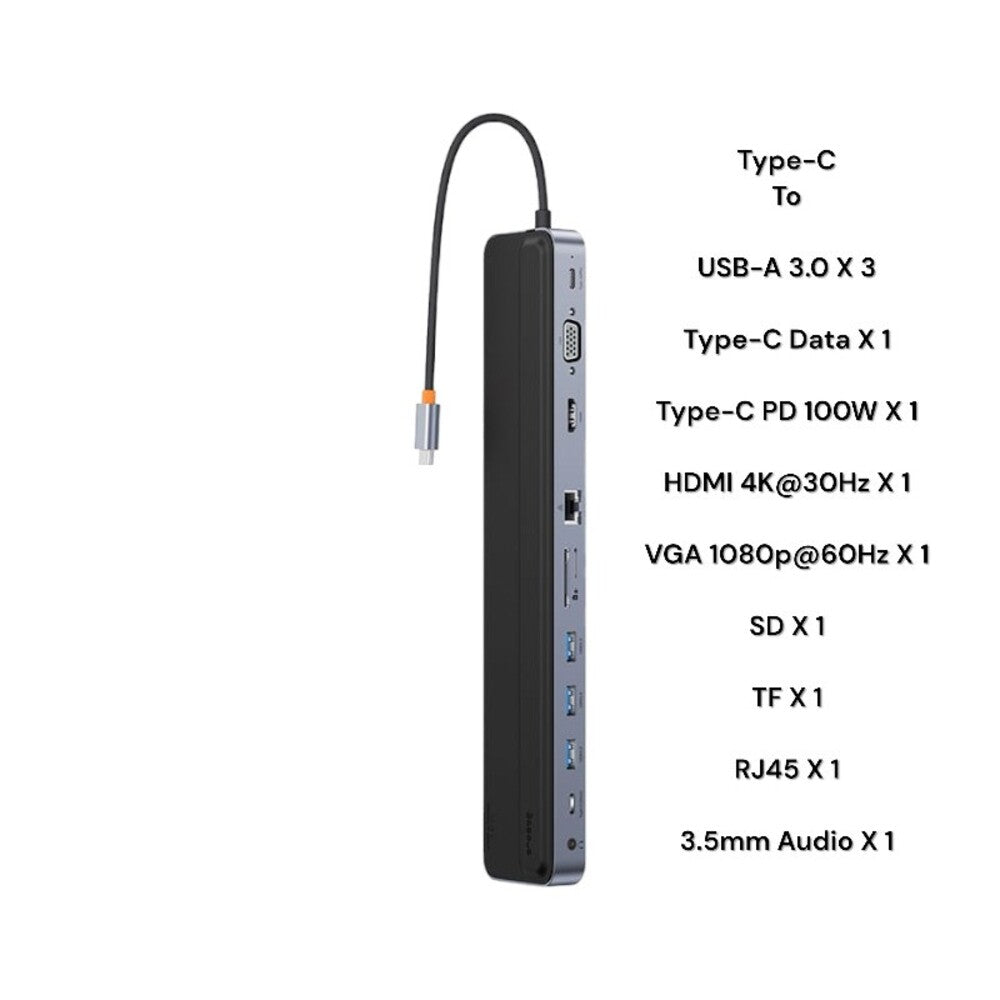 Baseus EliteJoy Gen2 11-Port Type-C HUB Adapter (Dark Grey) 